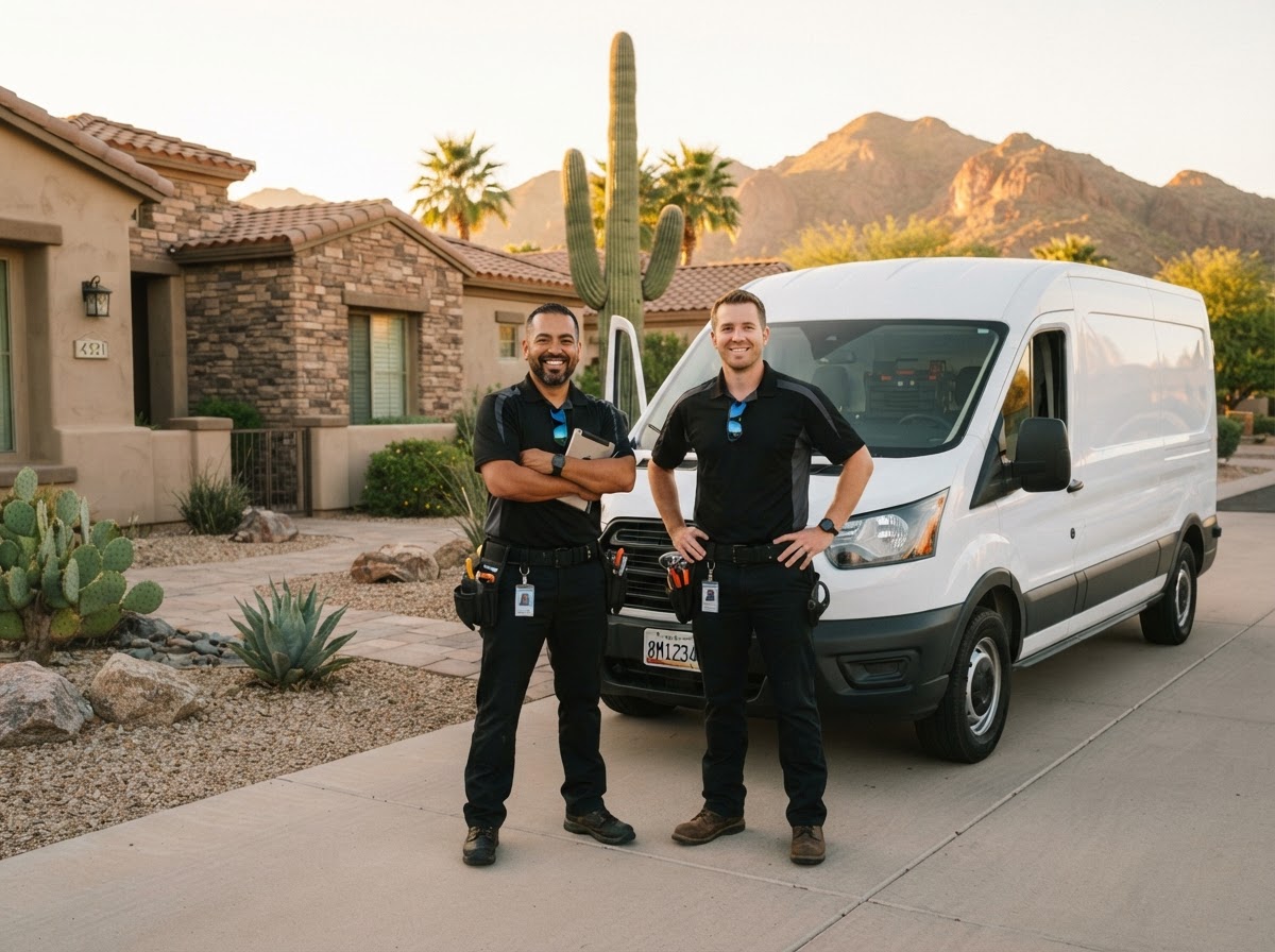 AZ Dave's Electric electricians beside their service van